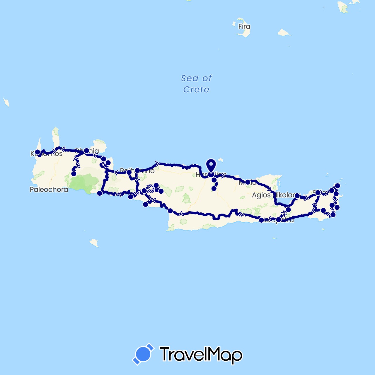 TravelMap itinerary: driving in Greece (Europe)