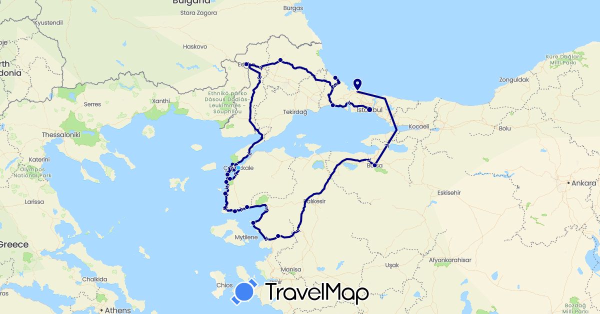 TravelMap itinerary: driving, boat in Turkey (Asia)